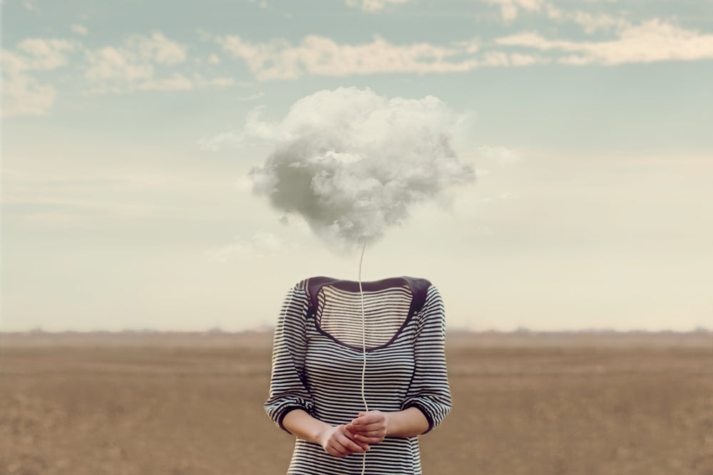 Woman's Head Hidden by Foggy Cloud