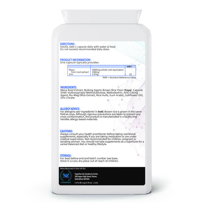 Maca Root - 5000mg with Zinc. 4 months supply