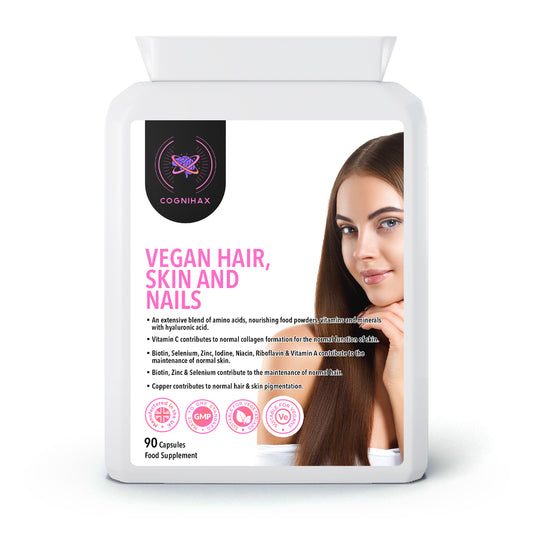 Vegan Hair, Skin & Nails - with hyaluronic acid. 1 months supply.