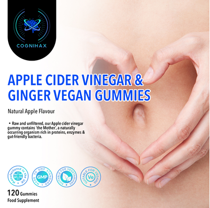 Apple cider vinegar and ginger gummies label