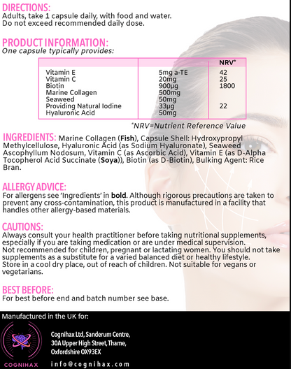 Collagen with Biotin, Hyaluronic Acid and Iodine - 1 month supply.