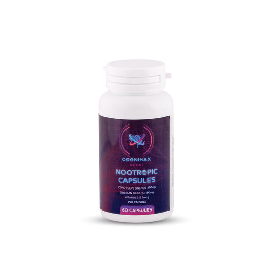 Nootropics capsules - cordyceps and ginseng and B12